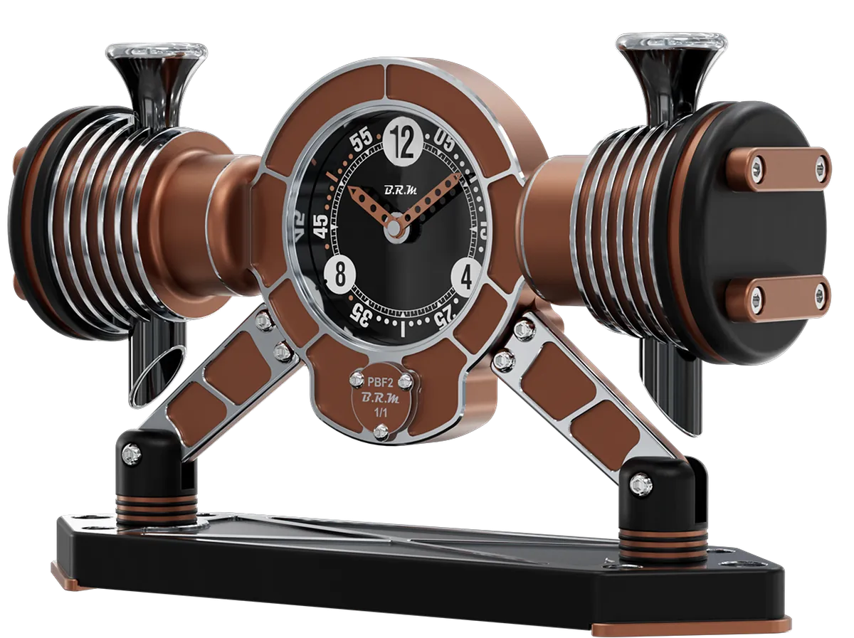 Le Flat-Twin — horloge B.R.M usinée dans la masse